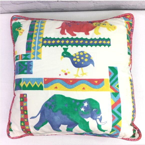Jungle Animal Nursery Children’s 17” x 17” Handmade Throw Pillows Bundle of Two - Picture 3 of 9